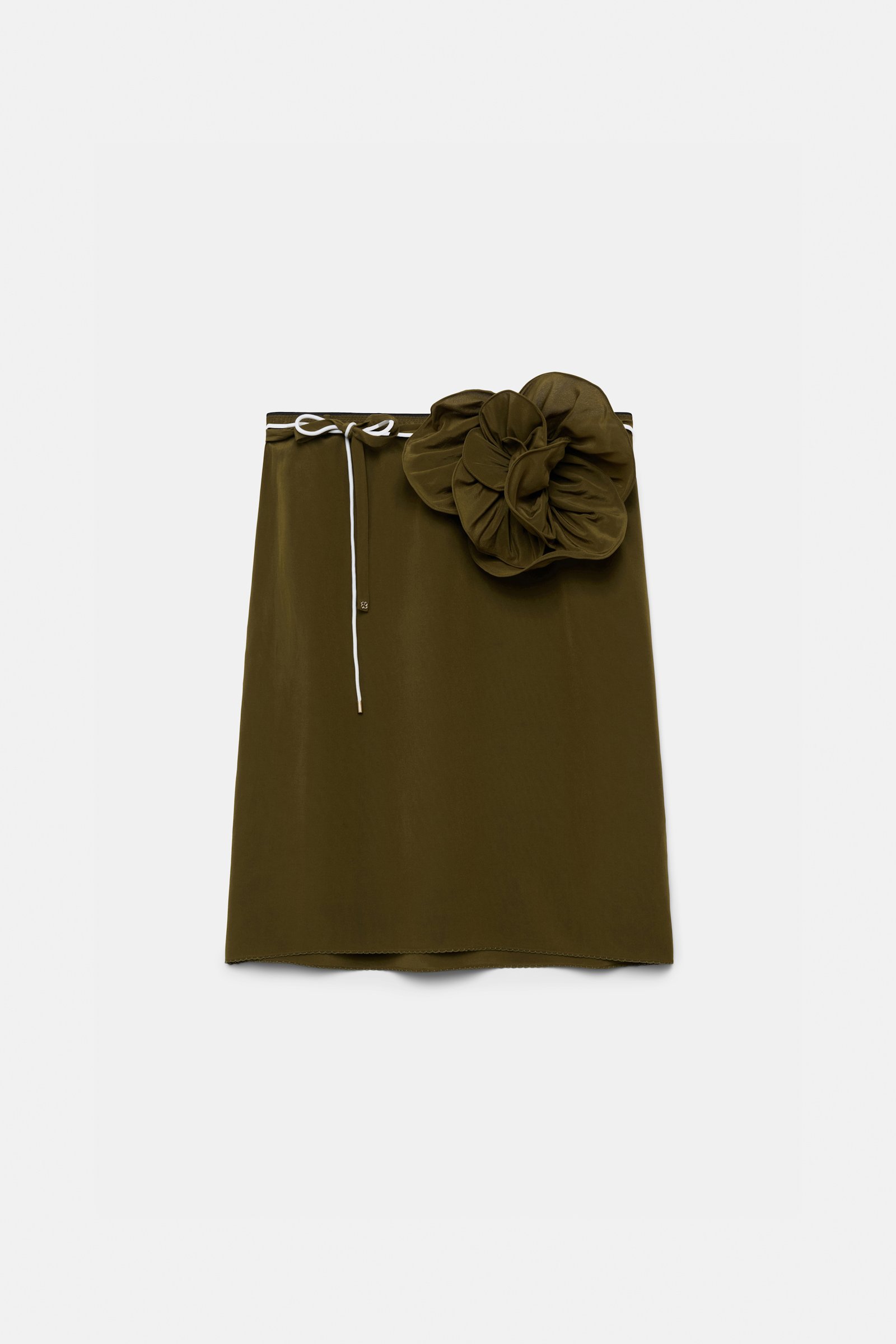 Dorothee Schumacher Silk skirt with XL flower brooch dark brown