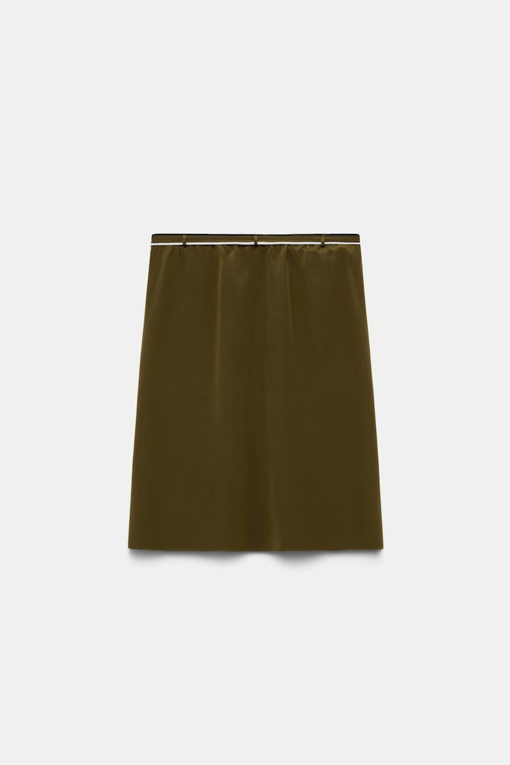 Dorothee Schumacher Silk skirt with XL flower brooch dark brown