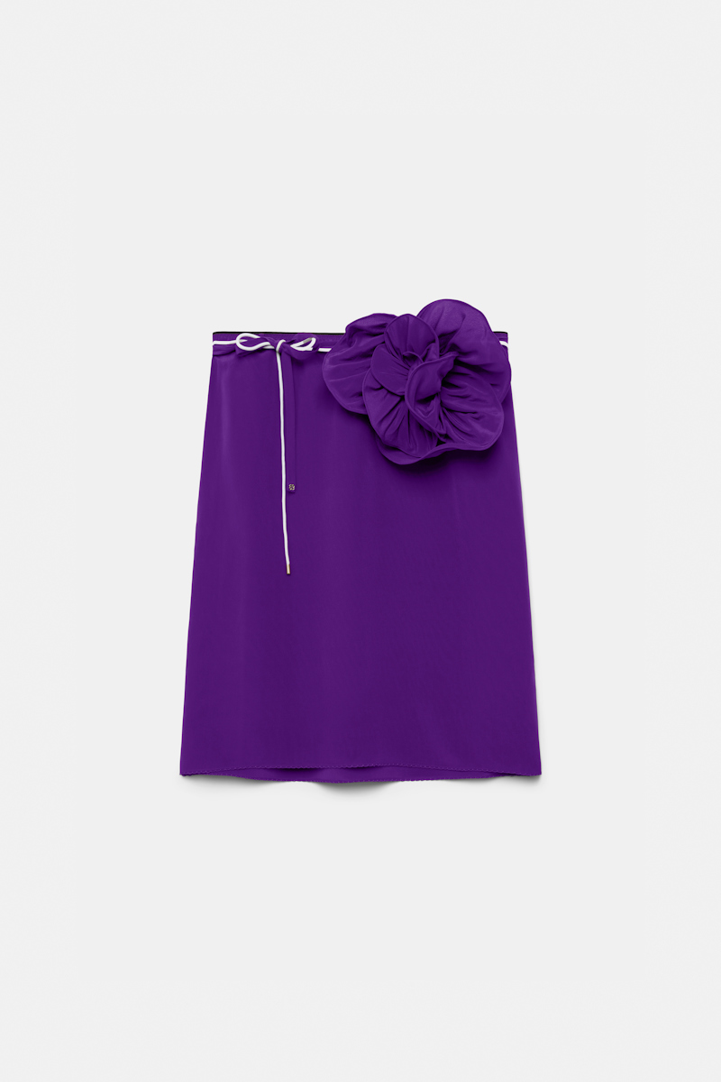 Dorothee Schumacher Silk Skirt With Xl Flower Brooch In Purple