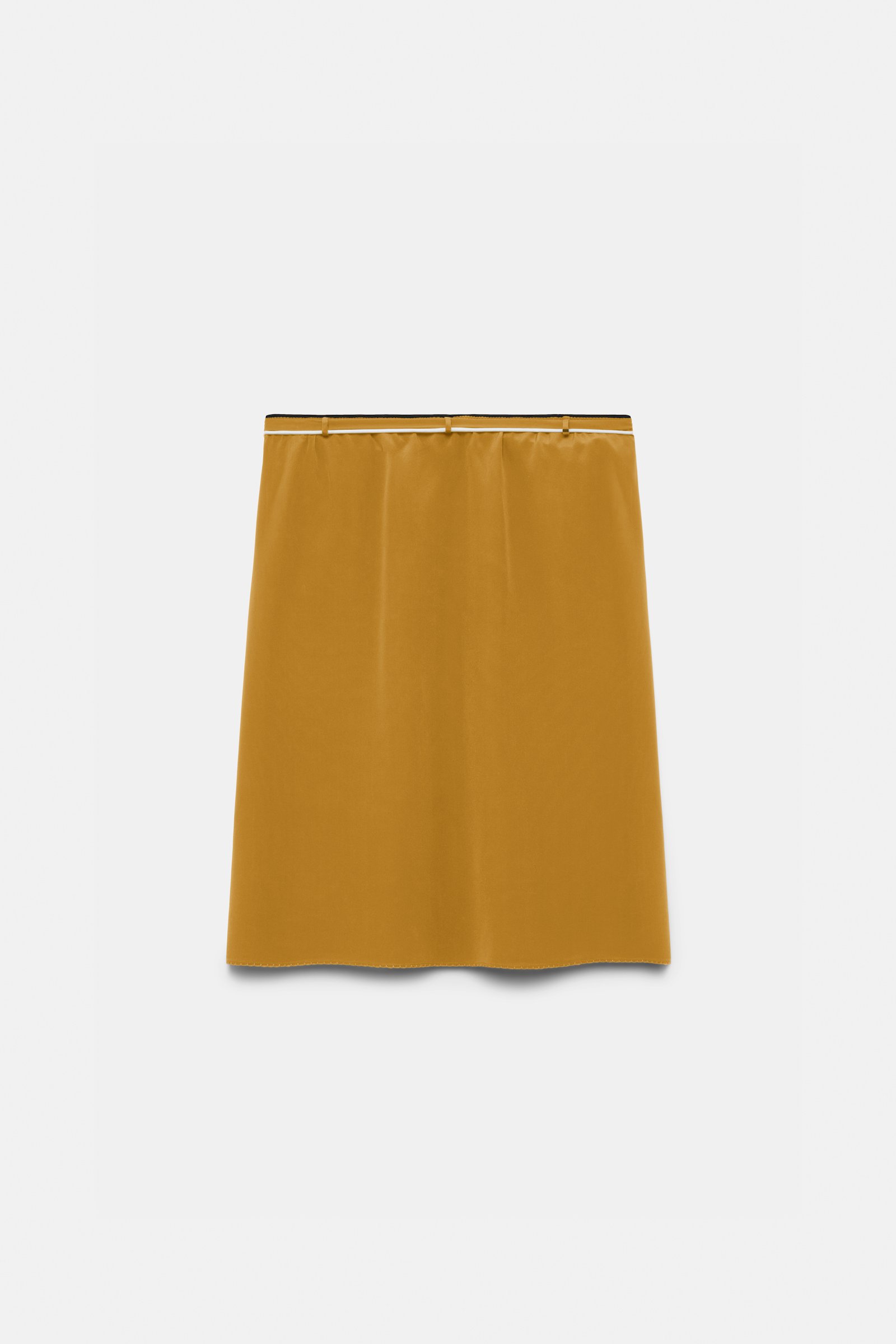 Dorothee Schumacher Seidenrock mit Maxi-Blumenbrosche curry