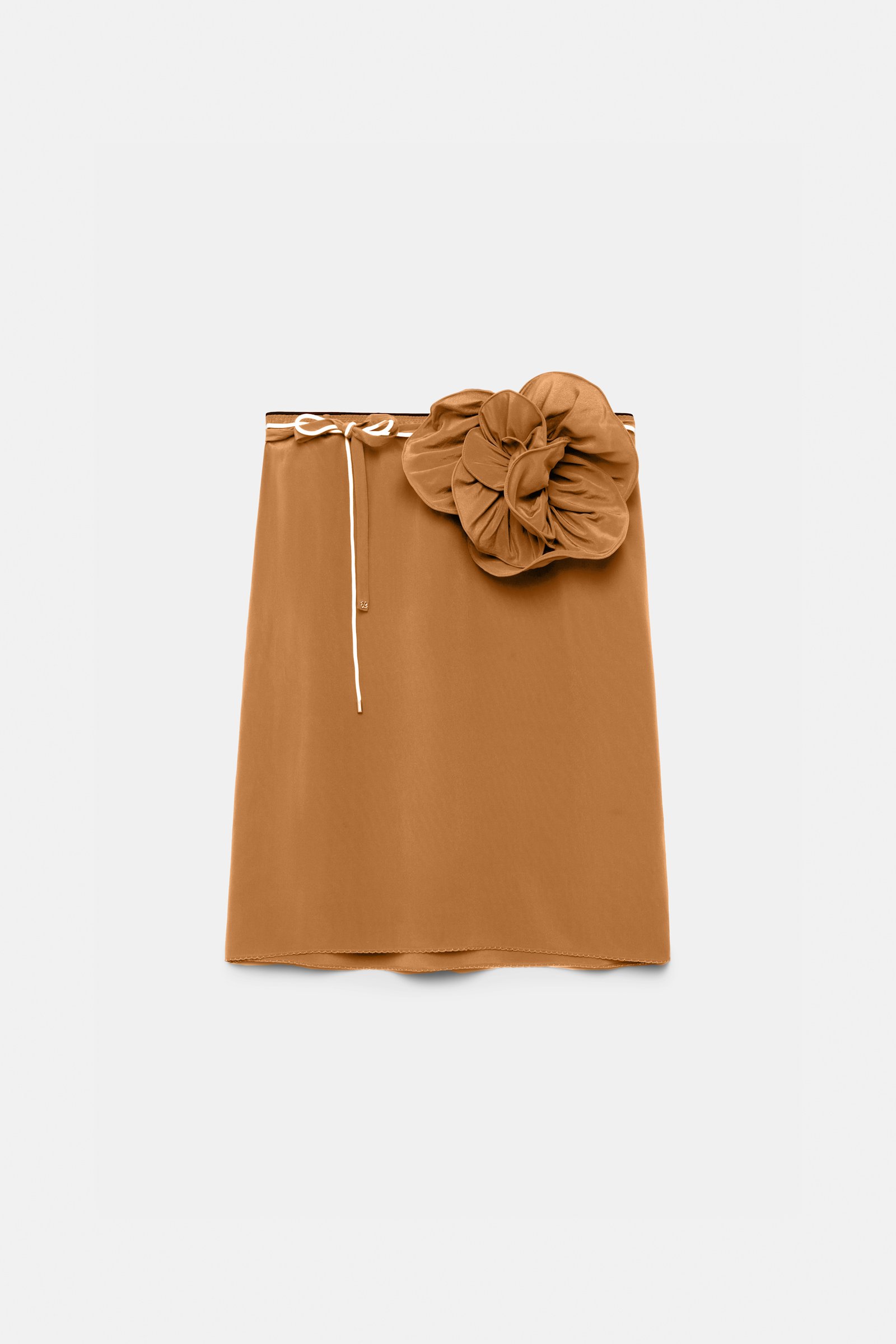 Dorothee Schumacher Silk skirt with XL flower brooch toffee