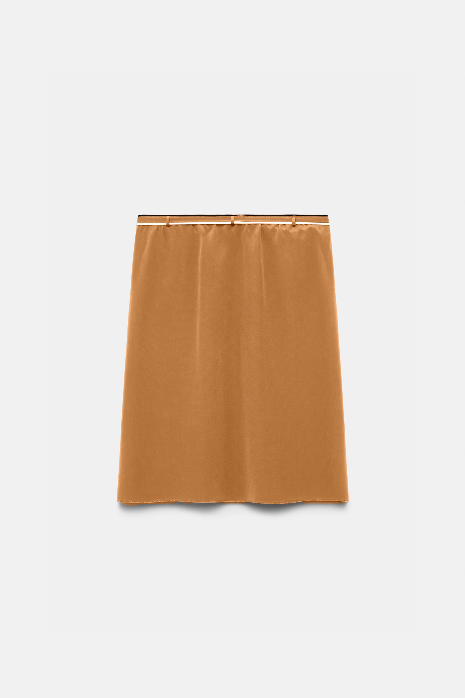 Dorothee Schumacher Silk skirt with XL flower brooch toffee