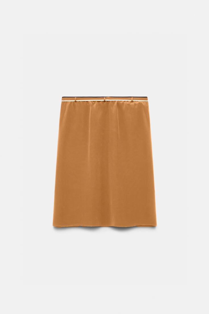 Dorothee Schumacher Silk skirt with XL flower brooch toffee
