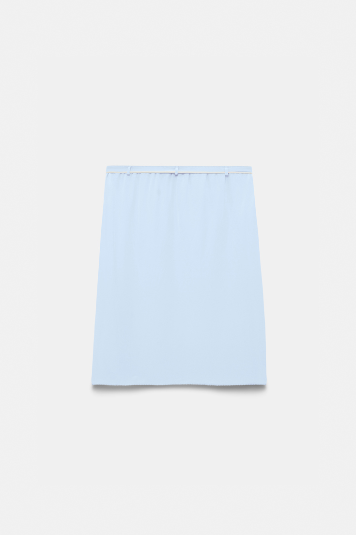 Dorothee Schumacher Silk skirt with XL flower brooch sky