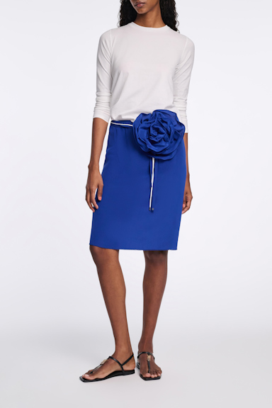Dorothee Schumacher Seidenrock mit Maxi-Blumenbrosche blue