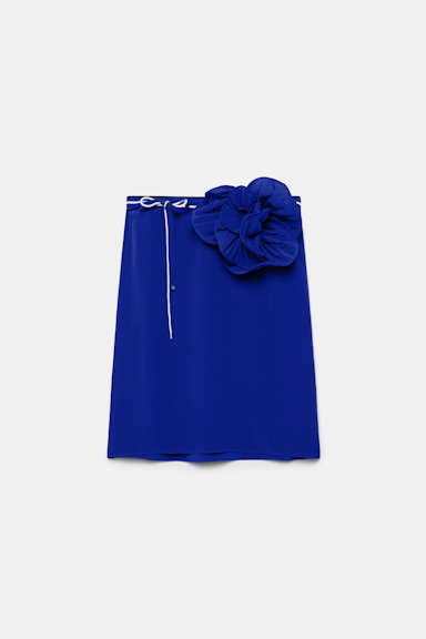Dorothee Schumacher Seidenrock mit Maxi-Blumenbrosche blue