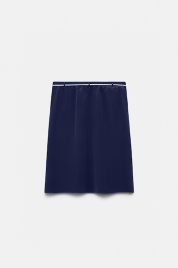 Dorothee Schumacher Seidenrock–Tube-Top Hybrid mit Maxi-Blumenbrosche night blue