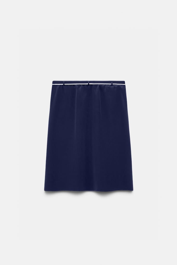 Dorothee Schumacher Seidenrock mit Maxi-Blumenbrosche night blue