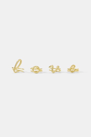 Dorothee Schumacher Set mit 4 vergoldeten LOVE-Ringen gold