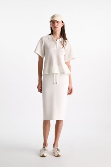 Dorothee Schumacher Pointelle knit stretch cotton polo shirt eggshell