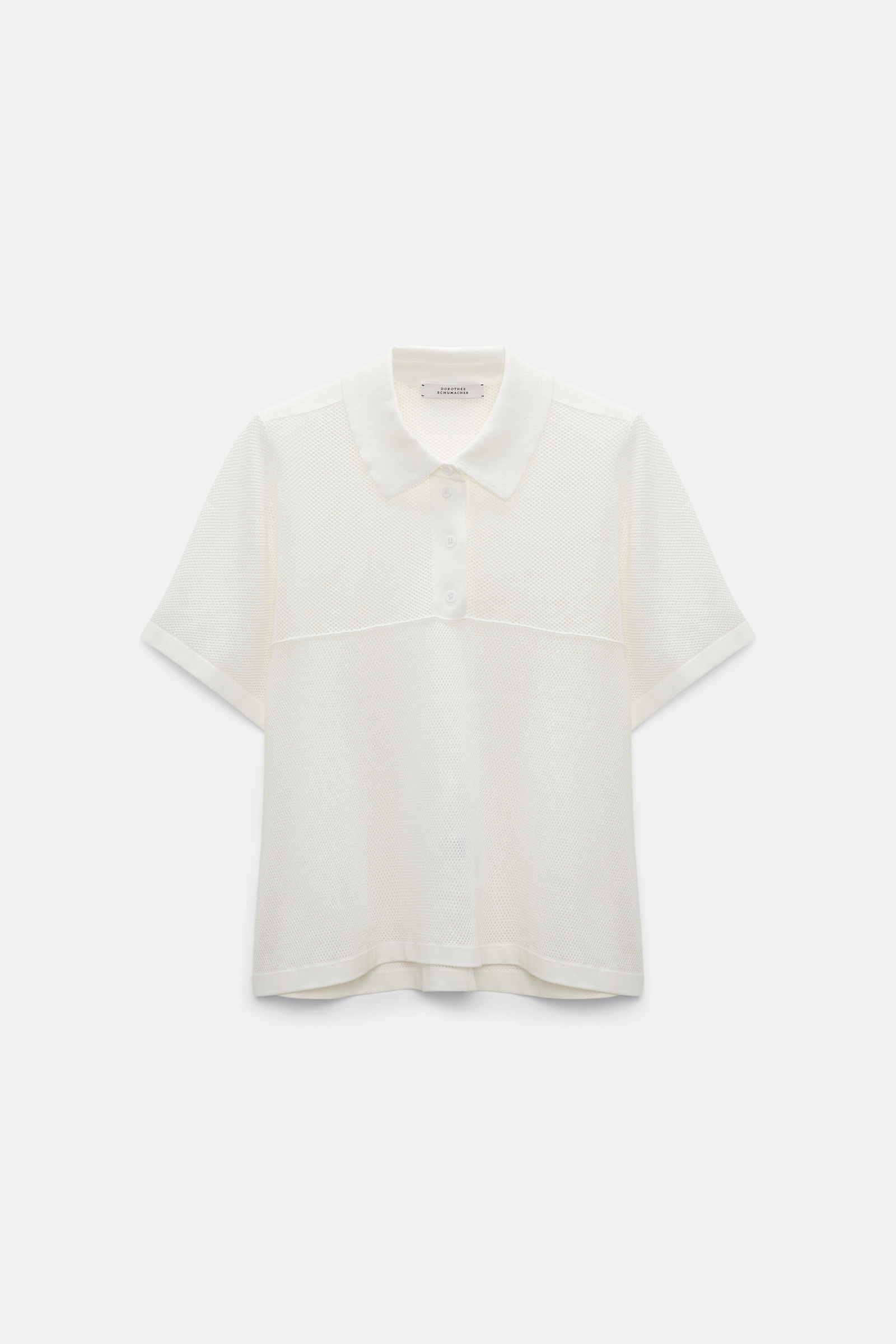 Dorothee Schumacher Pointelle knit stretch cotton polo shirt eggshell
