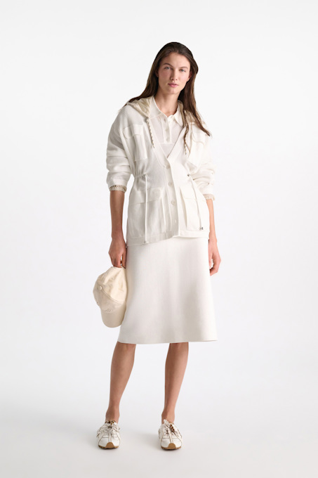 Pointelle knit stretch cotton cardigan