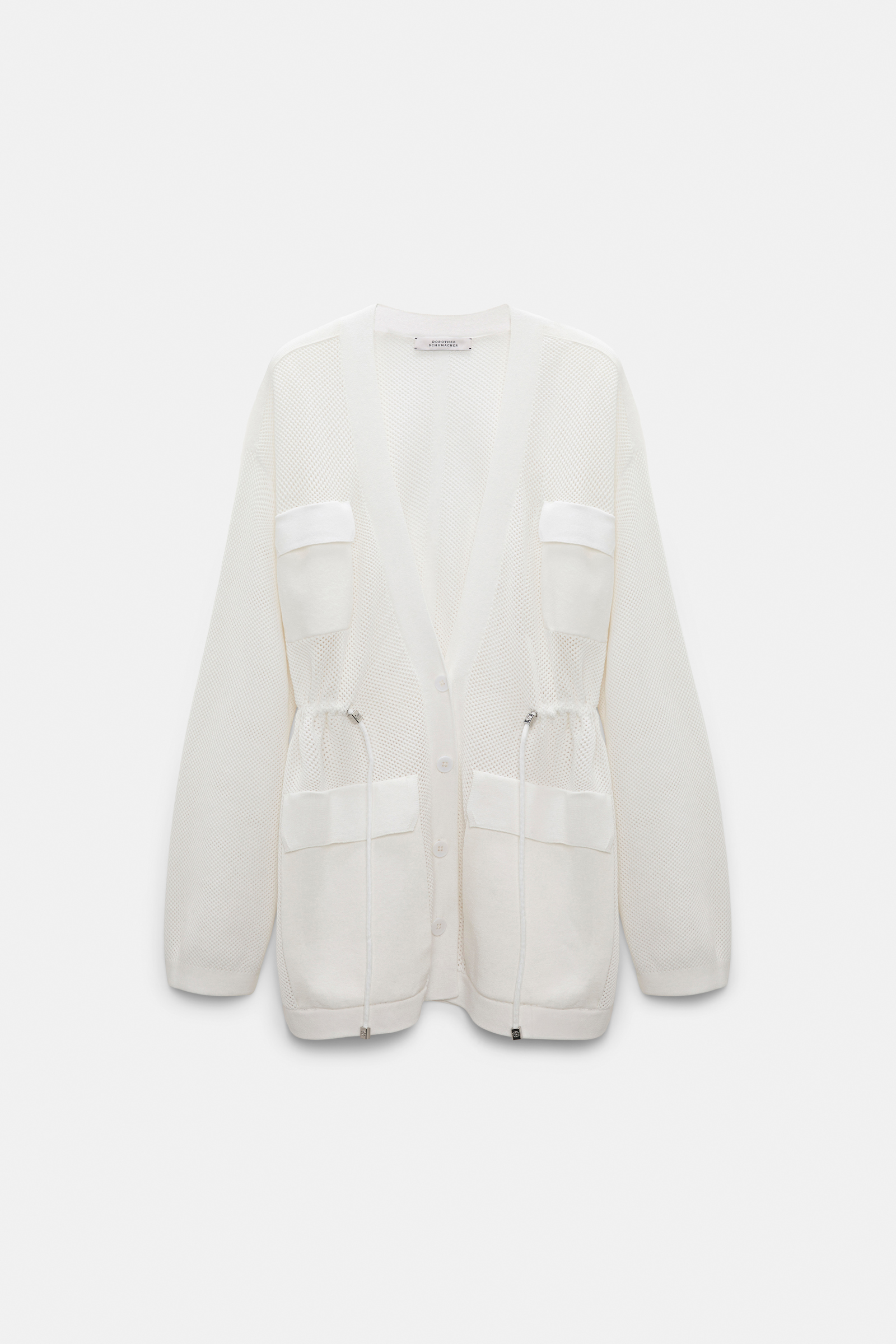 Dorothee Schumacher Pointelle knit stretch cotton cardigan eggshell