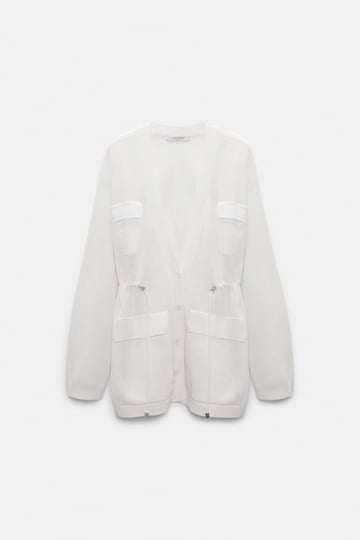 Dorothee Schumacher Pointelle knit stretch cotton cardigan eggshell