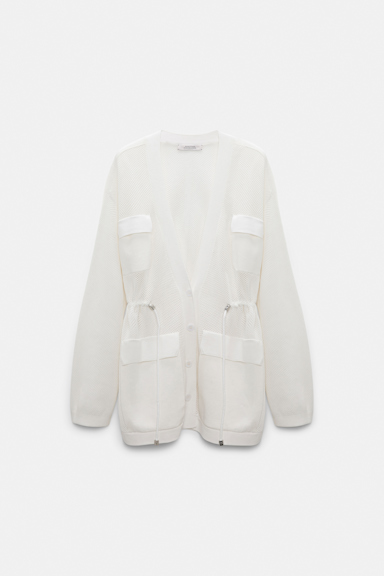 Dorothee Schumacher Pointelle knit stretch cotton cardigan eggshell