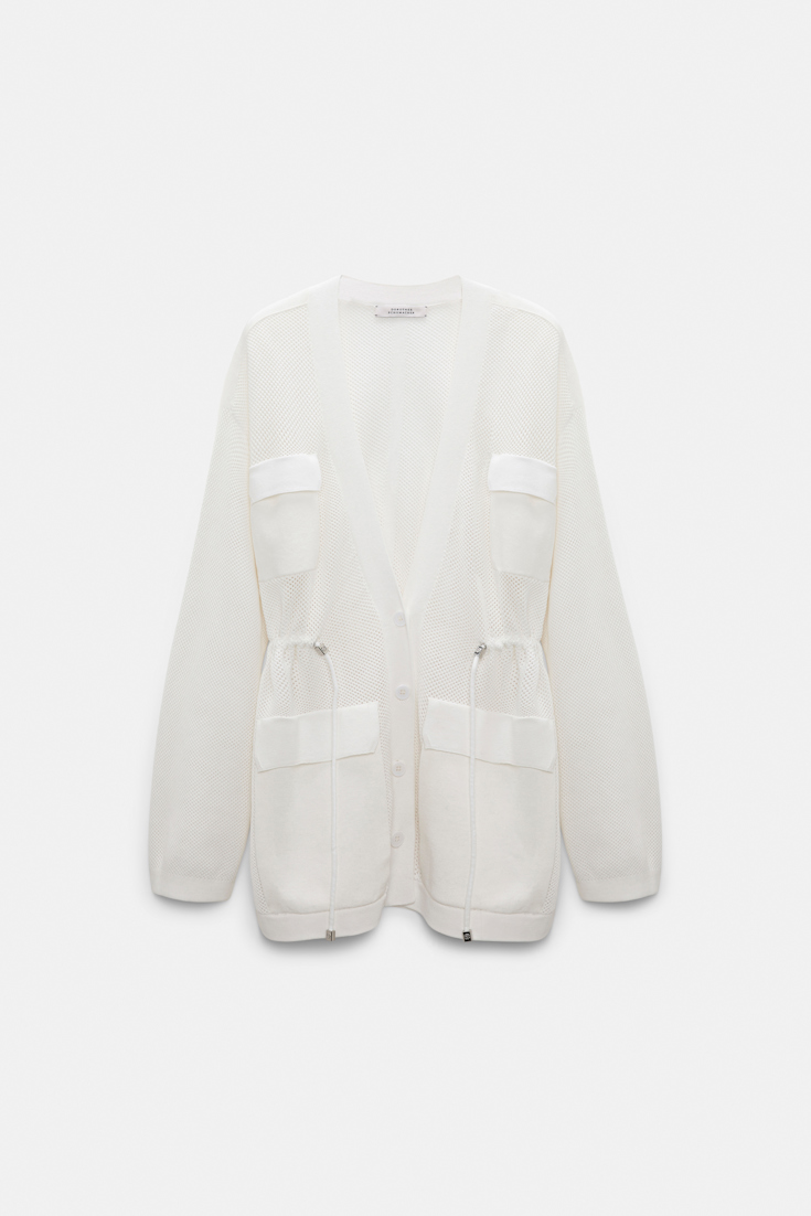 Dorothee Schumacher Pointelle knit stretch cotton cardigan eggshell