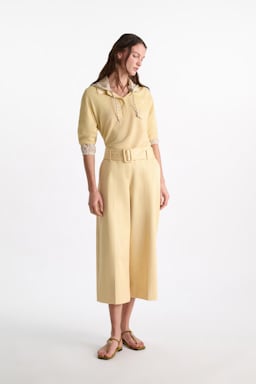 Dorothee Schumacher Knit polo shirt with embroidery pastis