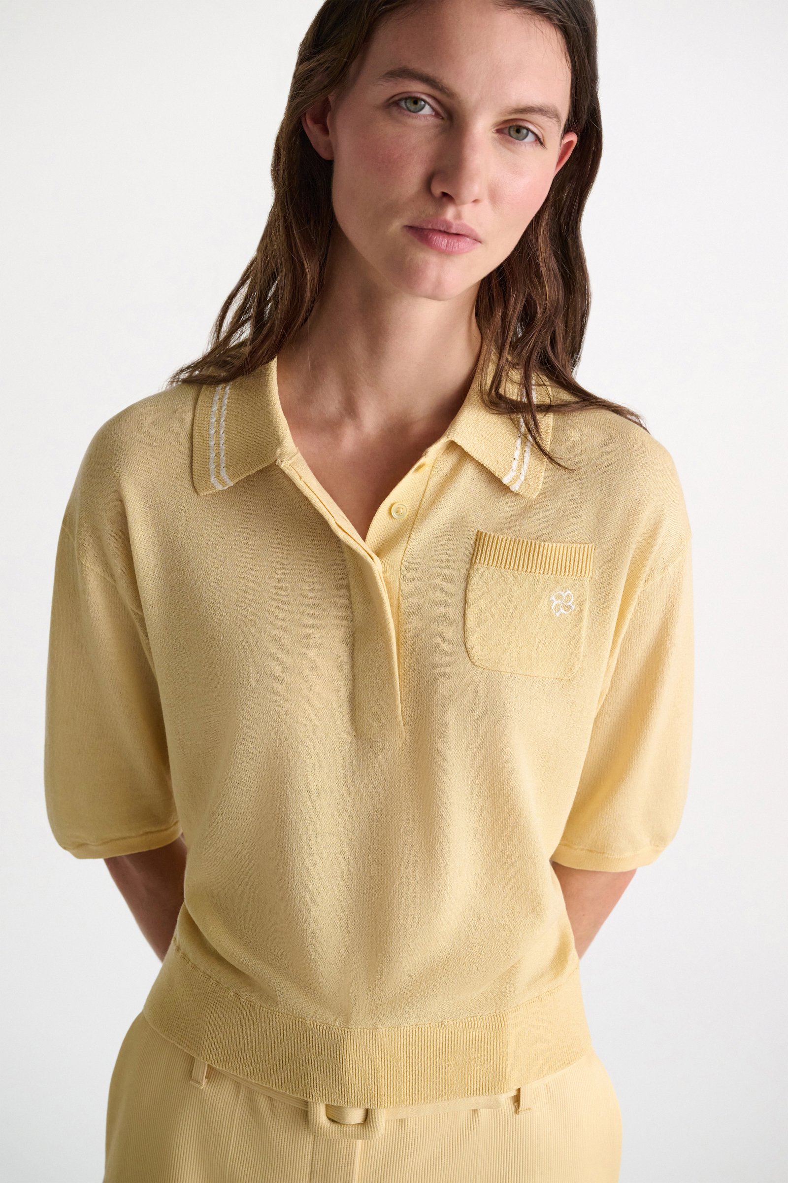 Dorothee Schumacher Strick-Poloshirt mit Stickerei pastis