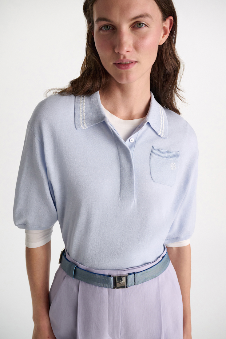 Dorothee Schumacher Knit polo shirt with embroidery ice sky