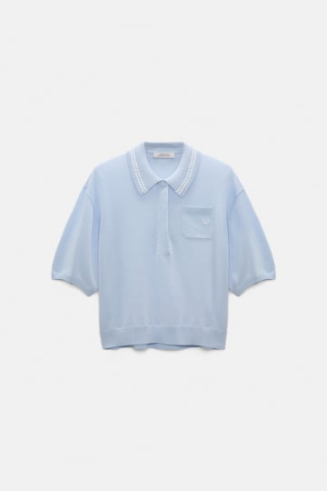 Dorothee Schumacher Knit polo shirt with embroidery ice sky
