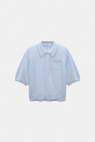 Dorothee Schumacher Knit polo shirt with embroidery ice sky