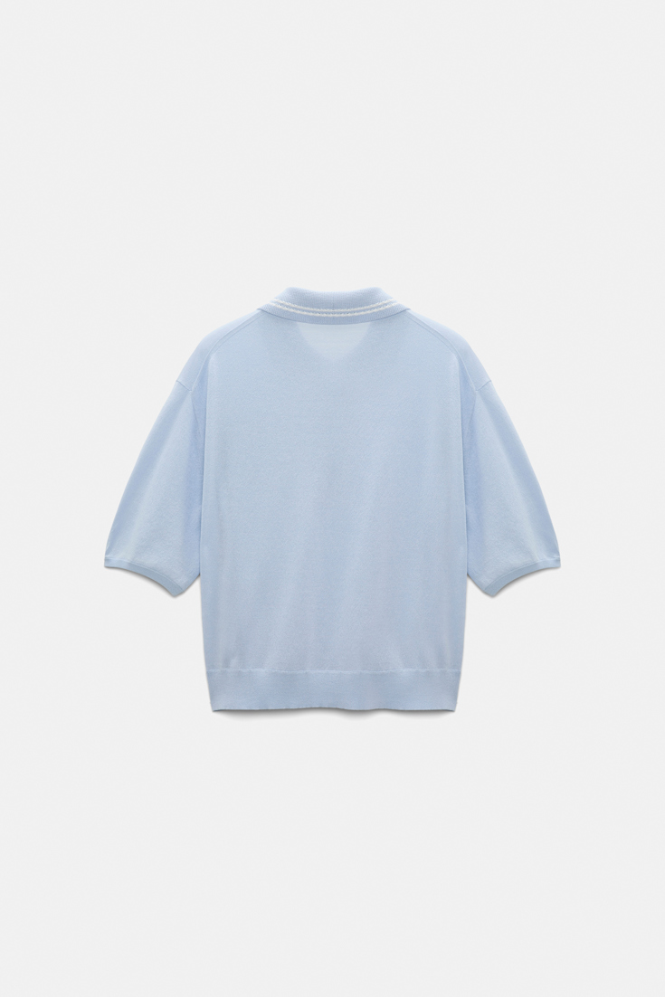 Dorothee Schumacher Knit polo shirt with embroidery ice sky