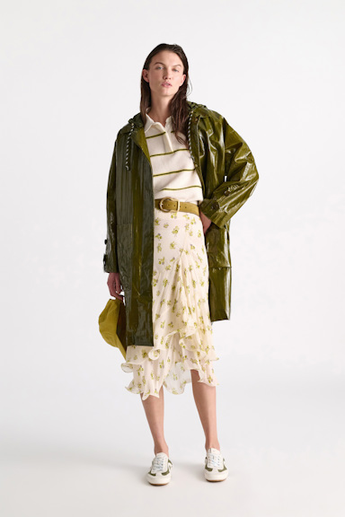 Dorothee Schumacher Gestreiftes Polohemd aus Merino und Kaschmir white ginger trio