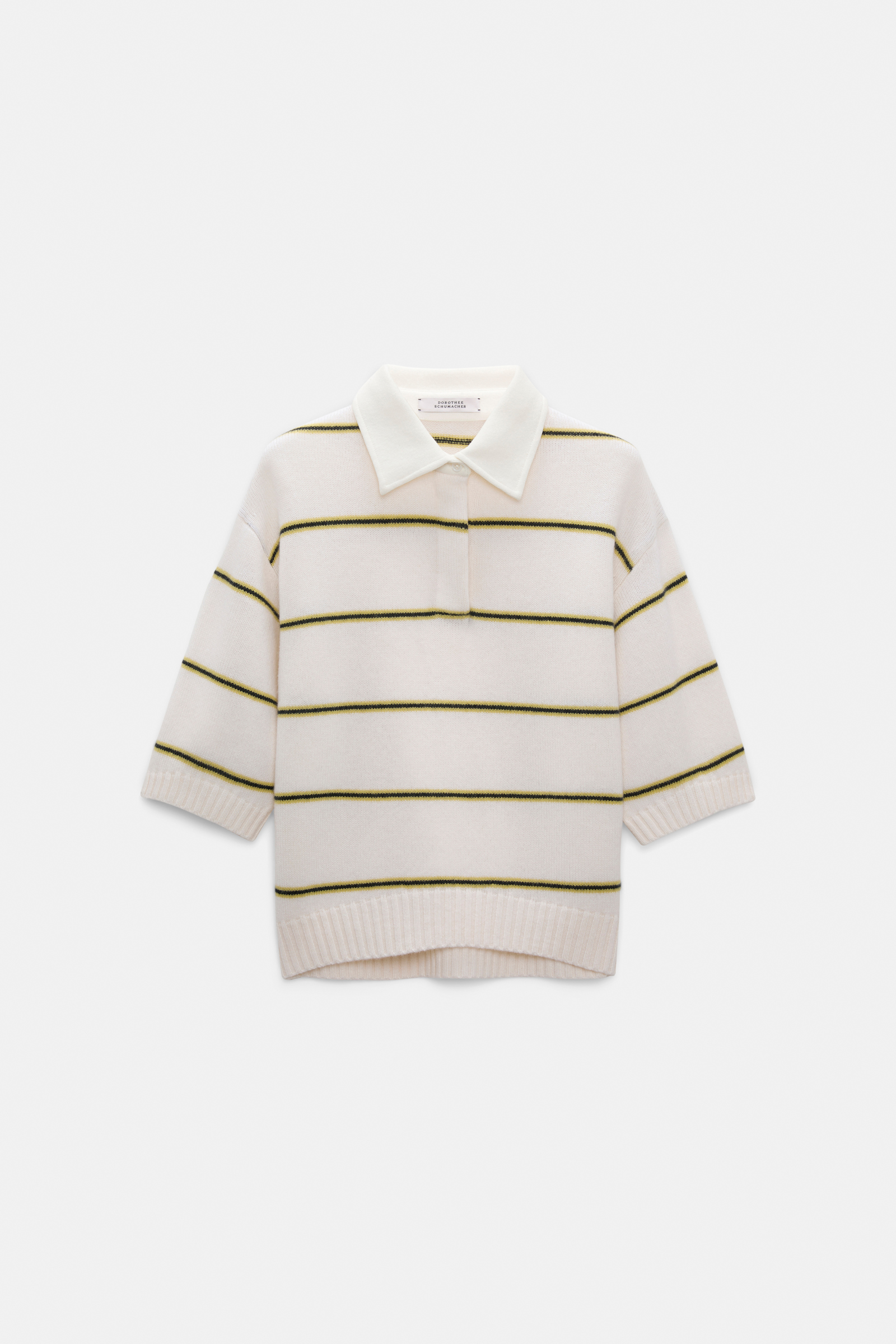 Dorothee Schumacher Merino-cashmere striped knit polo white ginger trio
