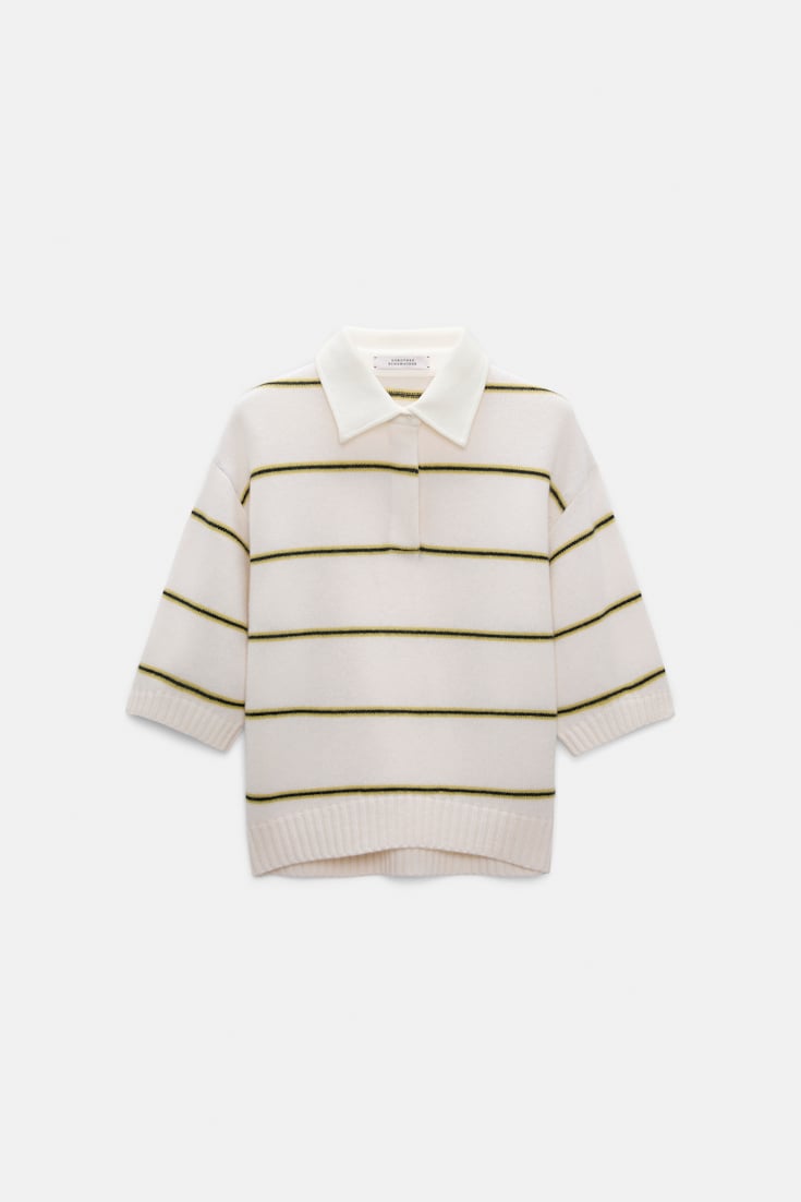 Dorothee Schumacher Merino-cashmere striped knit polo white ginger trio
