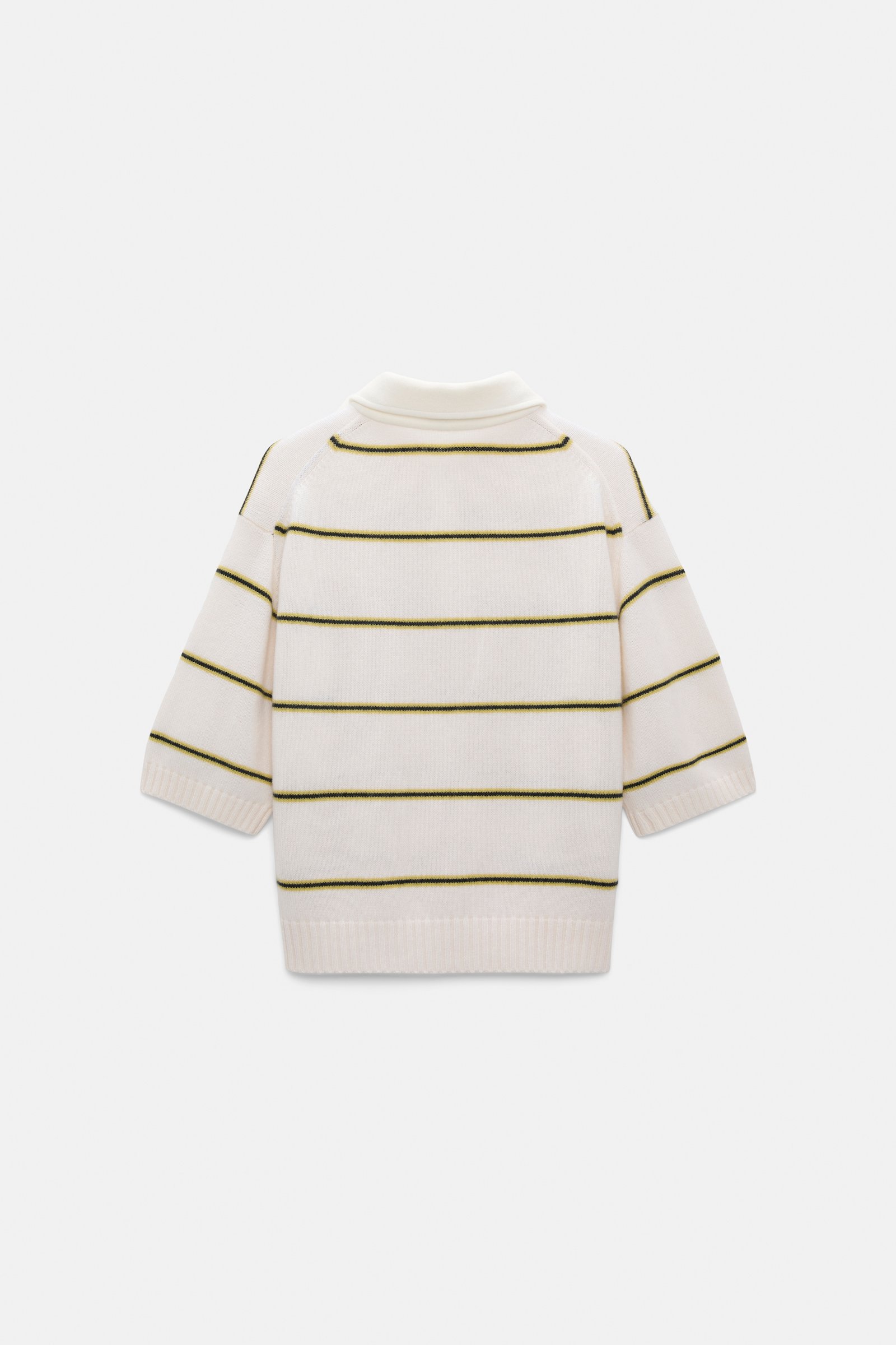 Dorothee Schumacher Merino-cashmere striped knit polo white ginger trio