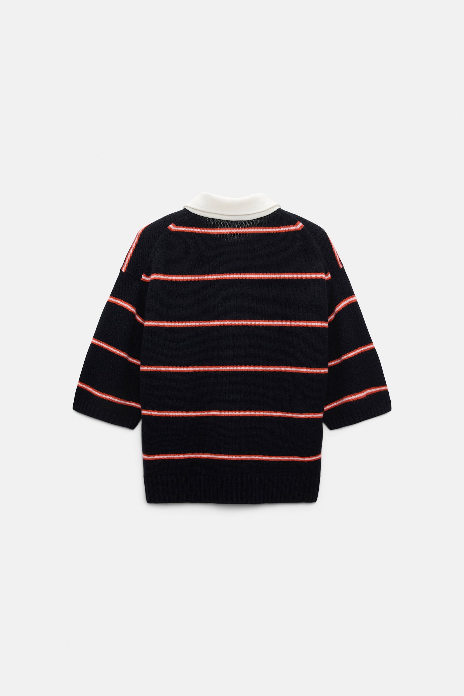 Dorothee Schumacher Merino-cashmere striped knit polo energetic blue trio