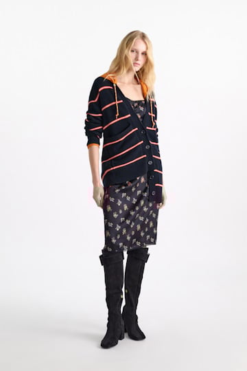 Dorothee Schumacher Gestreifter Cardigan aus Merino und Kaschmir energetic blue trio