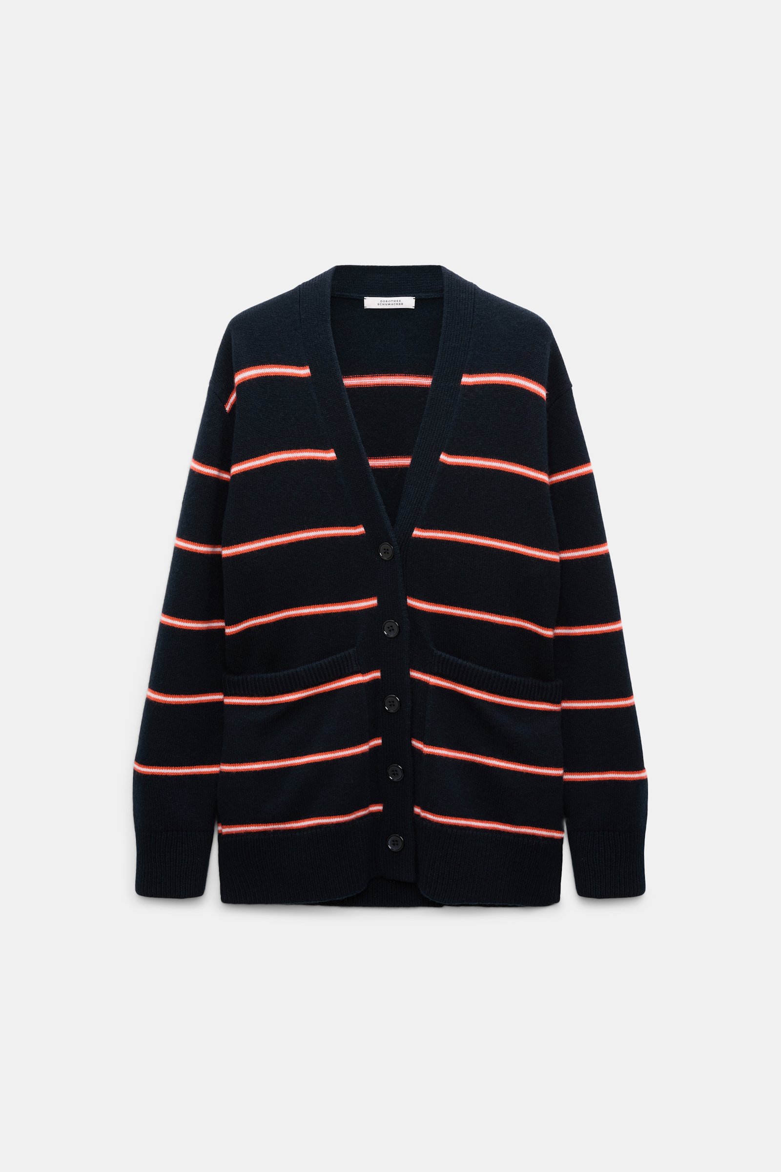 Dorothee Schumacher Merino-cashmere striped knit cardigan energetic blue trio