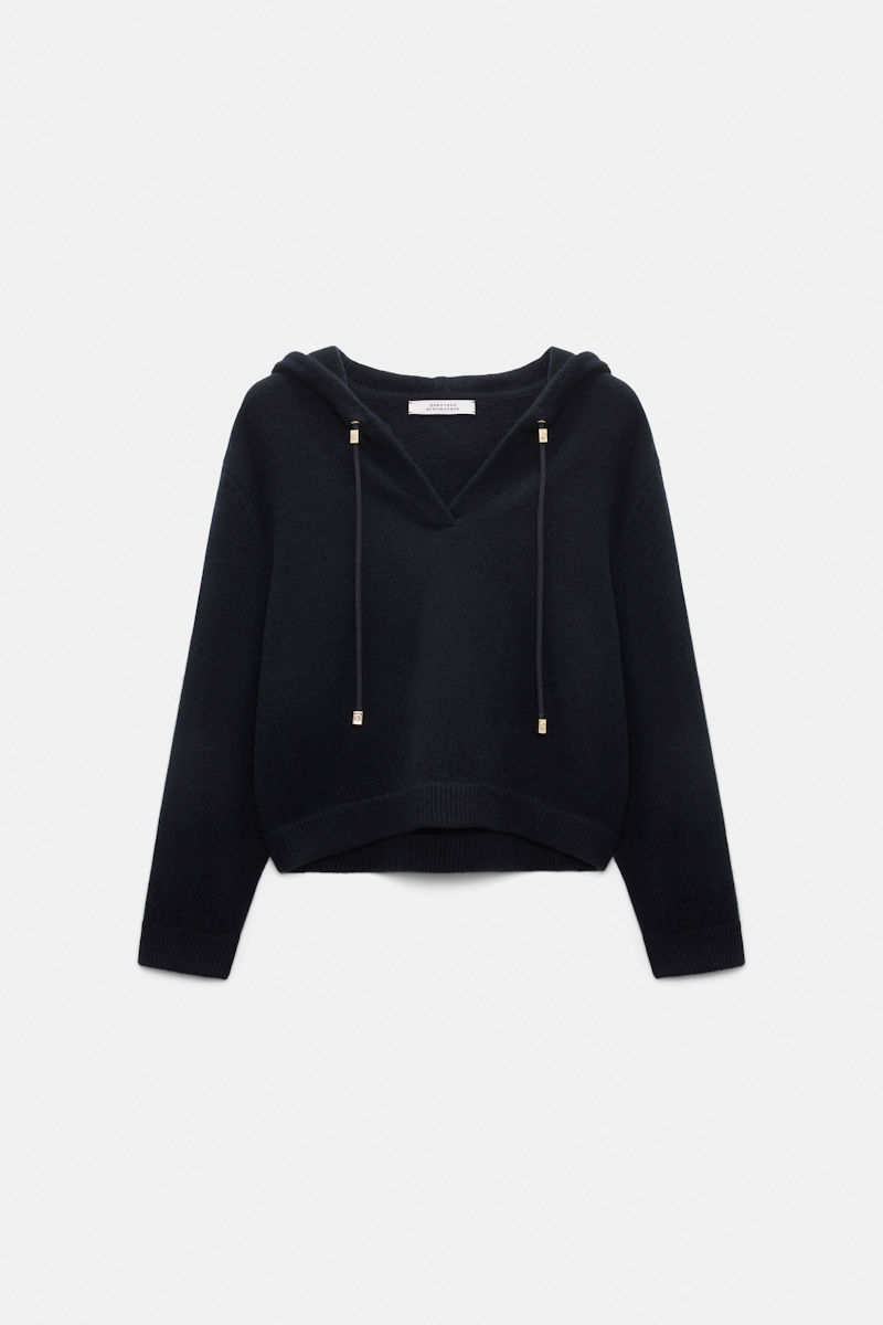 Dorothee Schumacher Women's Blue Hooded Pullover Medium
