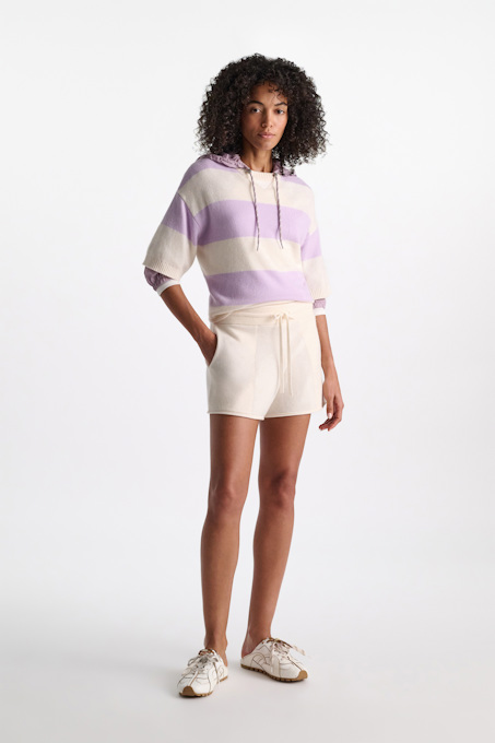 Merino-cashmere striped knit top