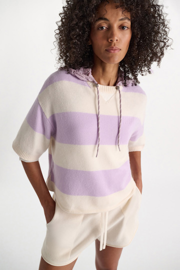 Dorothee Schumacher Merino-cashmere striped knit top white lavendel