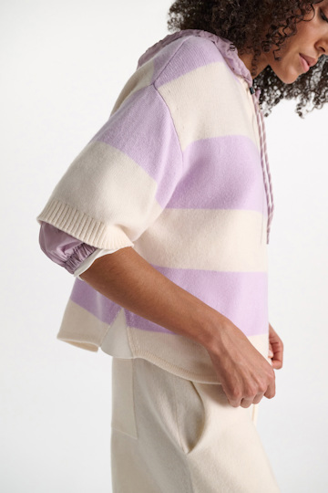 Dorothee Schumacher Merino-cashmere striped knit top white lavendel