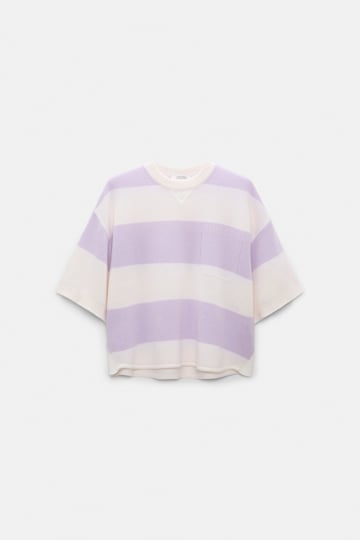 Dorothee Schumacher Merino-cashmere striped knit top white lavendel