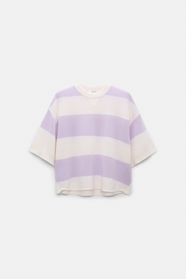 Dorothee Schumacher Merino-cashmere striped knit top white lavendel