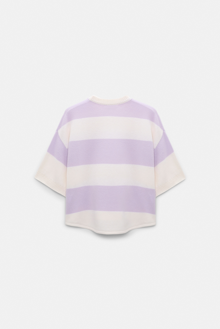 Dorothee Schumacher Merino-cashmere striped knit top white lavendel