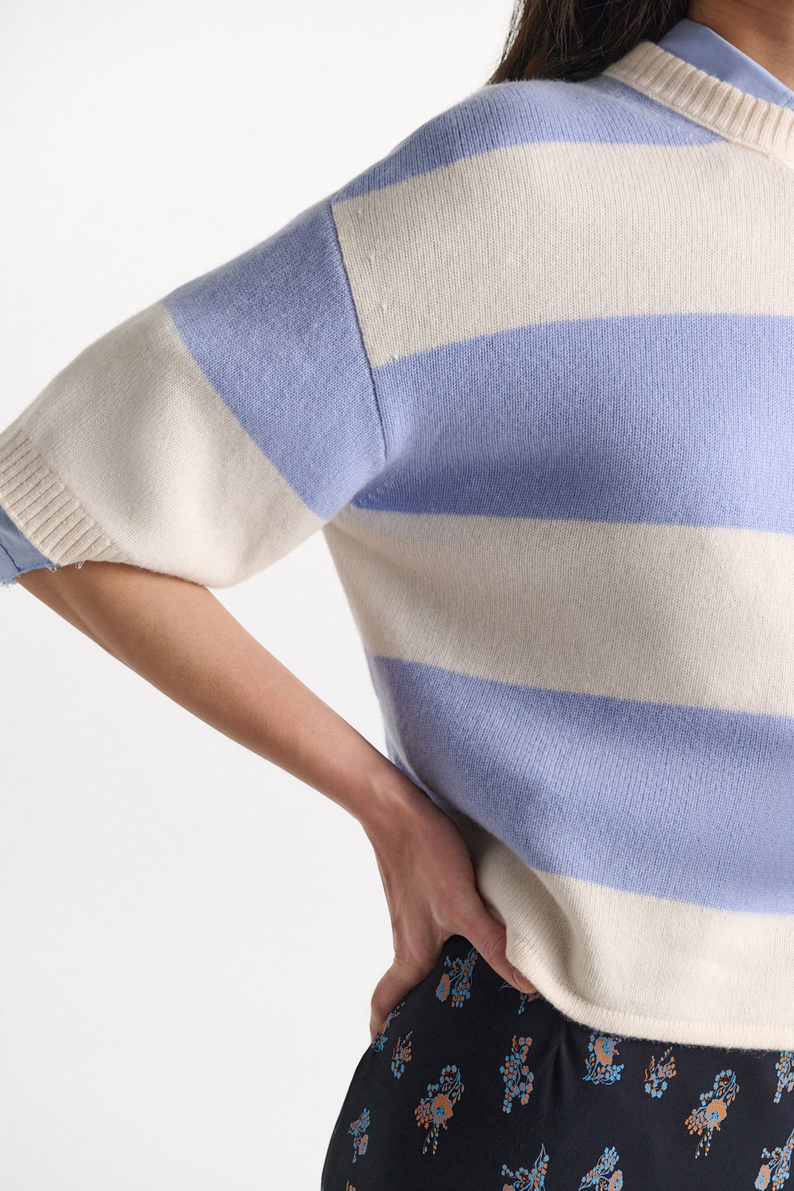 Dorothee Schumacher Merino-cashmere striped knit top white sky