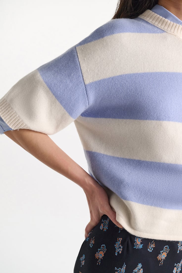 Dorothee Schumacher Merino-cashmere striped knit top white sky