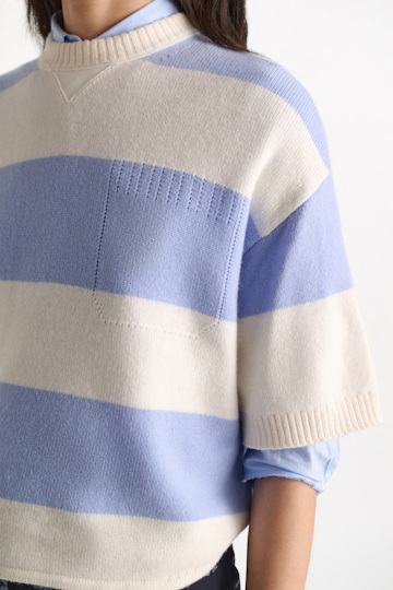 Dorothee Schumacher Merino-cashmere striped knit top white sky