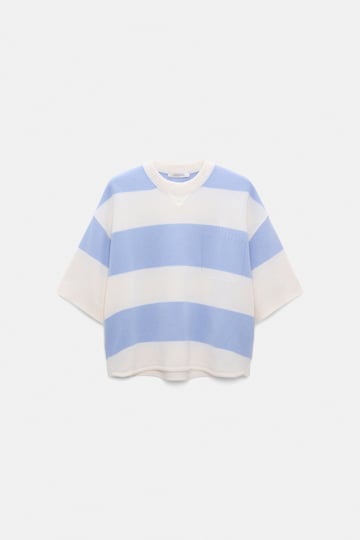 Dorothee Schumacher Merino-cashmere striped knit top white sky