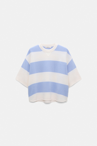 Dorothee Schumacher Merino-cashmere striped knit top white sky