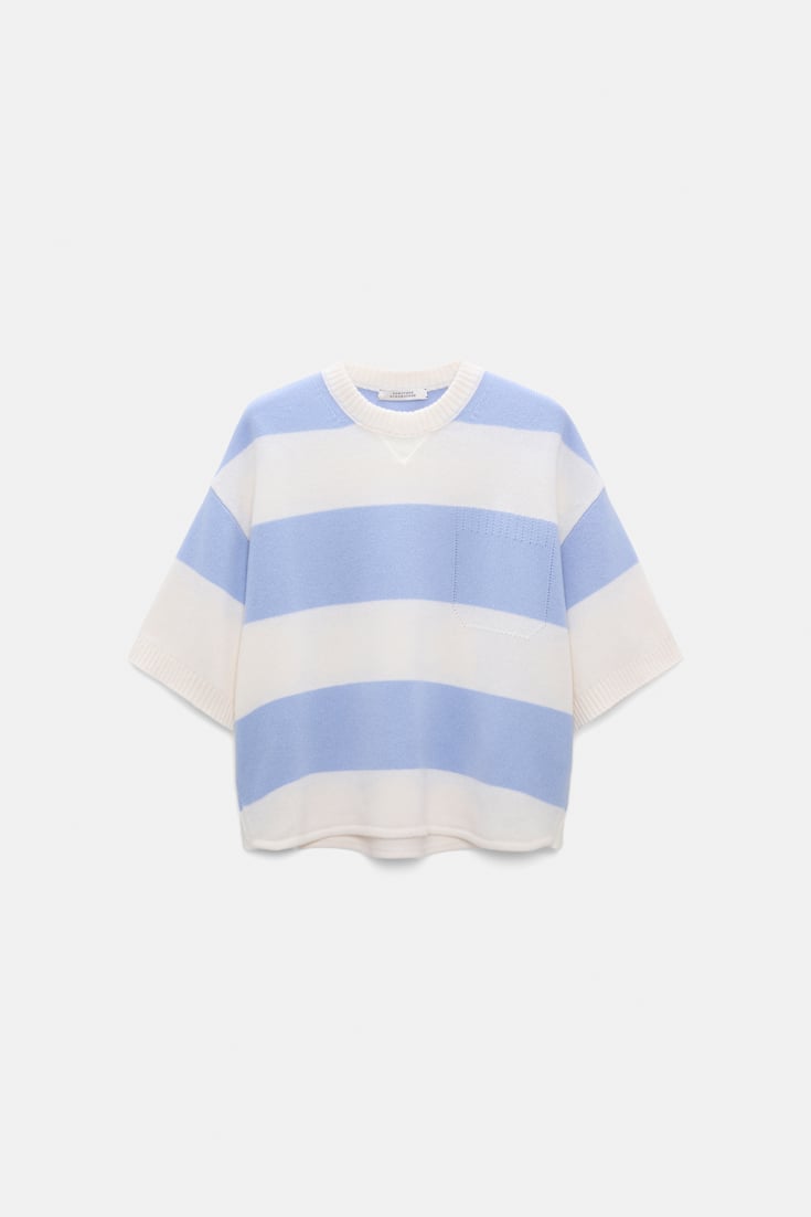 Dorothee Schumacher Merino-cashmere striped knit top white sky