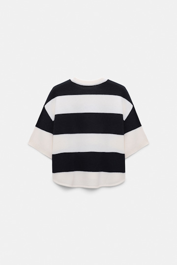 Dorothee Schumacher Merino-cashmere striped knit top white navy