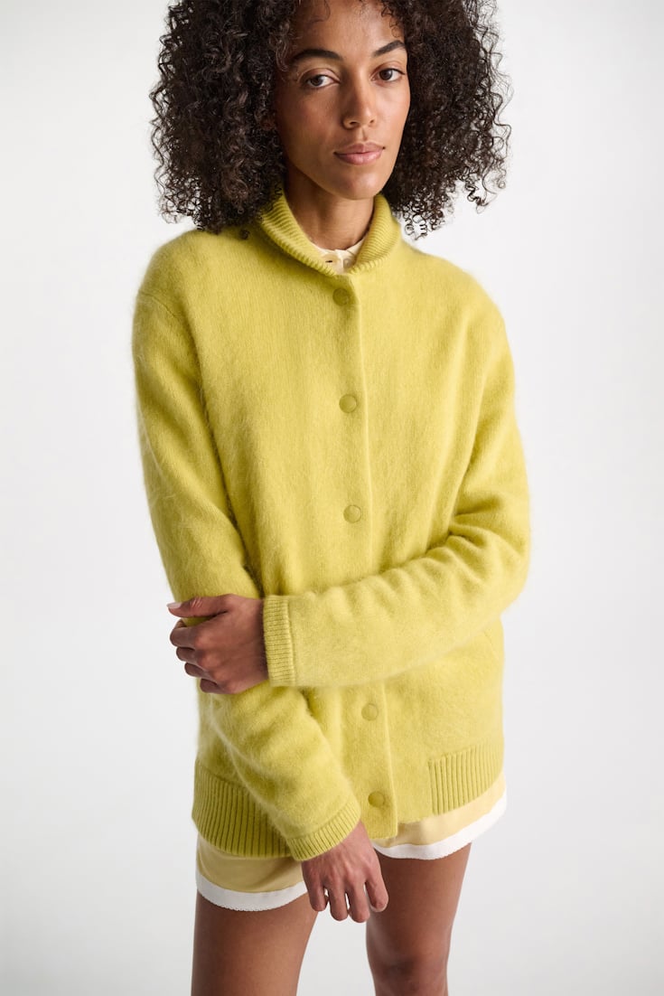 Dorothee Schumacher Merino-cashmere knit bomber jacket goldfinch