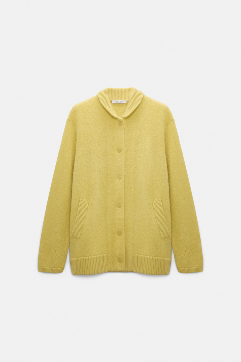 Dorothee Schumacher Women's Yellow Merino-Cashmere Knit Bomber Jacket Xxs