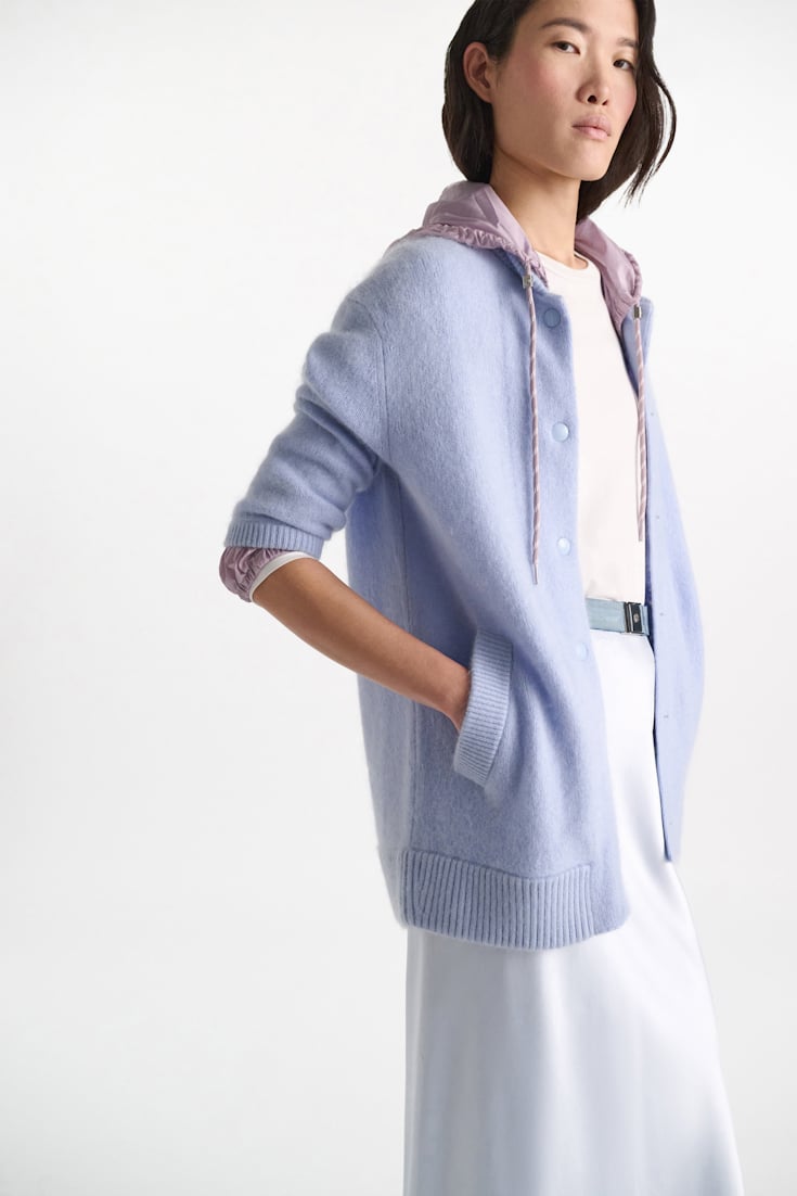 Dorothee Schumacher Merino-cashmere knit bomber jacket arctic